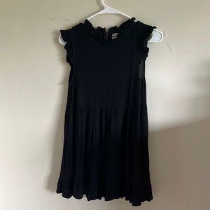 Black height neck mini dress.